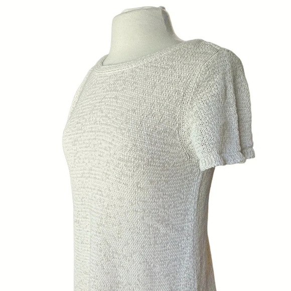 Eileen Fisher Ivory Organic Cotton and Nylon Ribbon Yarn Sweater Top. Large - Picture 2 of 11